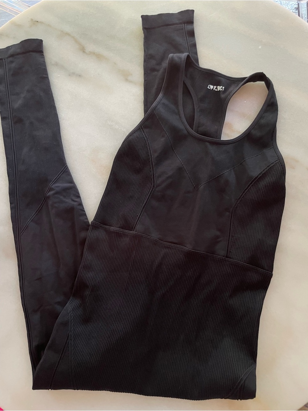 Alala Seamless Black Ribbed Racerback Athletic Jumpsuit size L